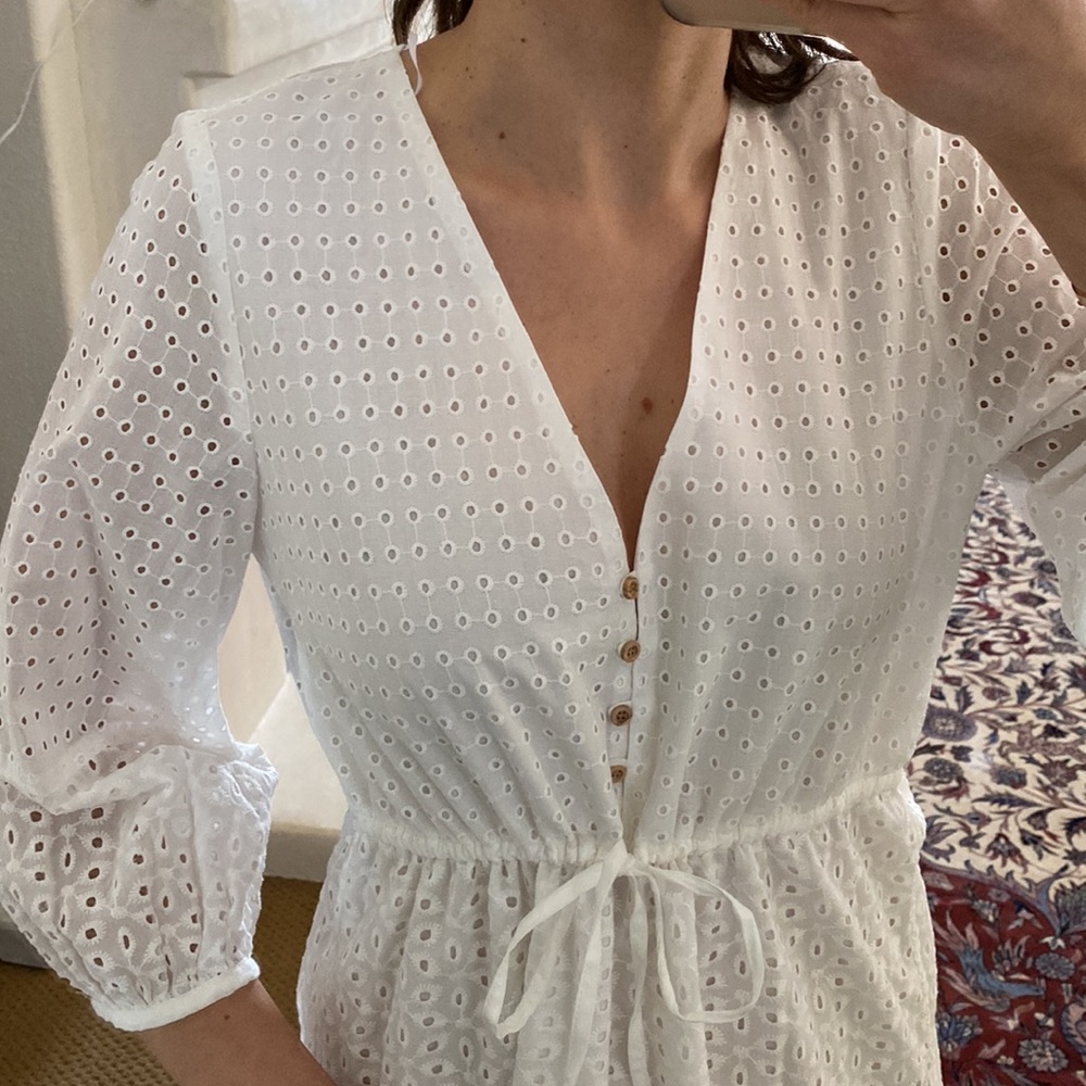 Zara white dress eyelet. NWT 100% cotton - Picture 4 of 6